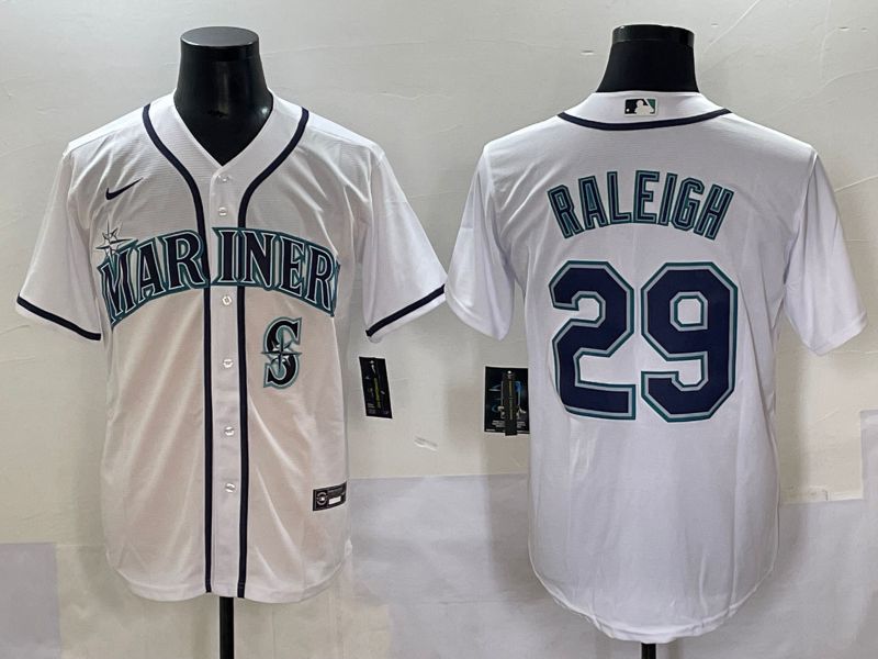 Men 2025 Seattle Mariners 29 Raleigh White Game Nike MLB Jersey style 9